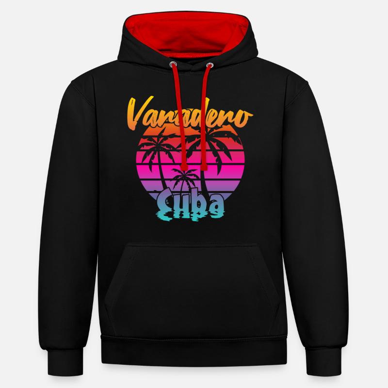Varadero Cuba Coucher de soleil - Sweat à capuche contrasté - noir/rouge