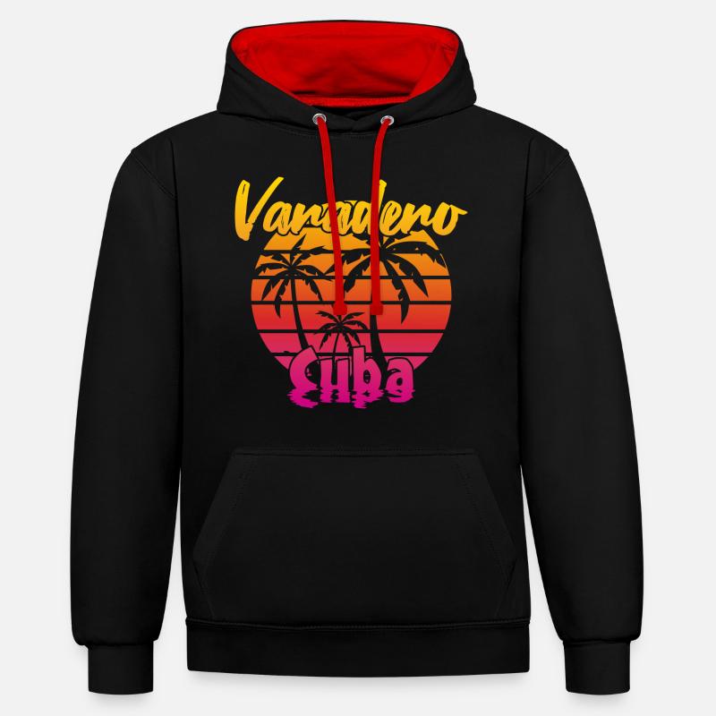 Varadero Cuba Coucher de soleil - Sweat à capuche contrasté - noir/rouge