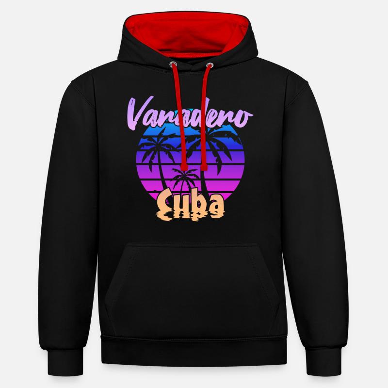 Varadero Cuba Coucher de soleil - Sweat à capuche contrasté - noir/rouge