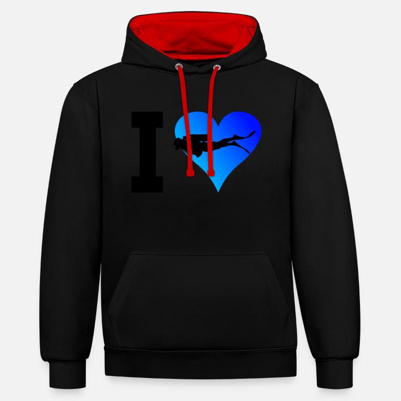 Plongeurs Plongeurs plongeurs plongeurs - Sweat à capuche contrasté - noir/rouge