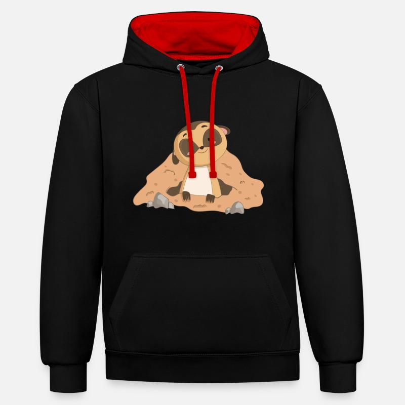 Suricate Mangust - Sweat à capuche contrasté - noir/rouge