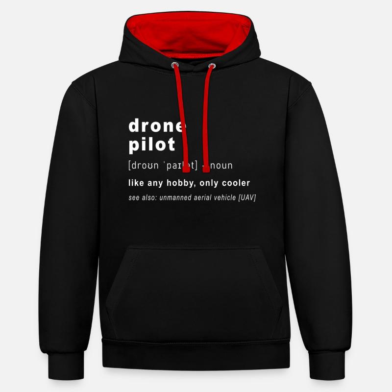 Définition Pilote de drone - Sweat à capuche contrasté - noir/rouge
