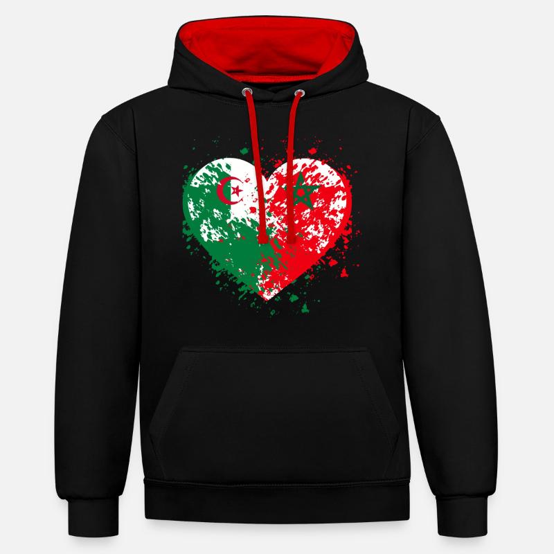 Algérie Maroc - Sweat à capuche contrasté - noir/rouge