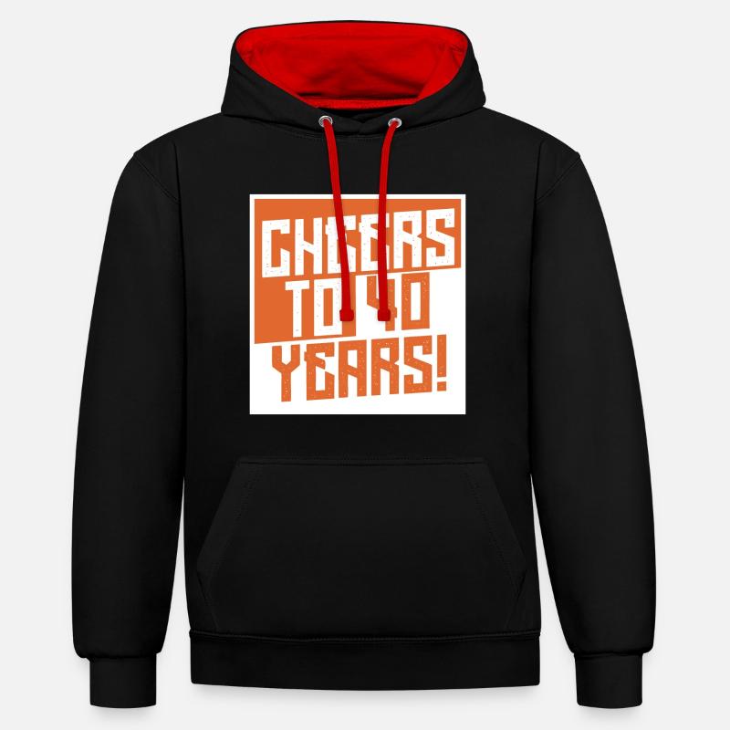 Vive nos 40 ans - Sweat à capuche contrasté - noir/rouge