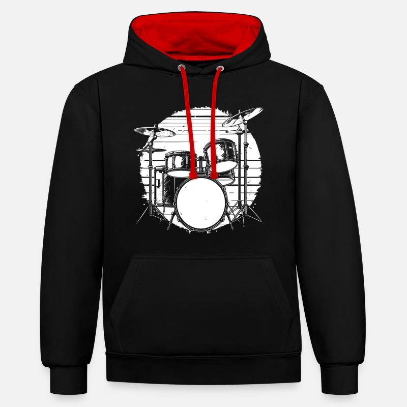 Percussion - Sweat à capuche contrasté - noir/rouge