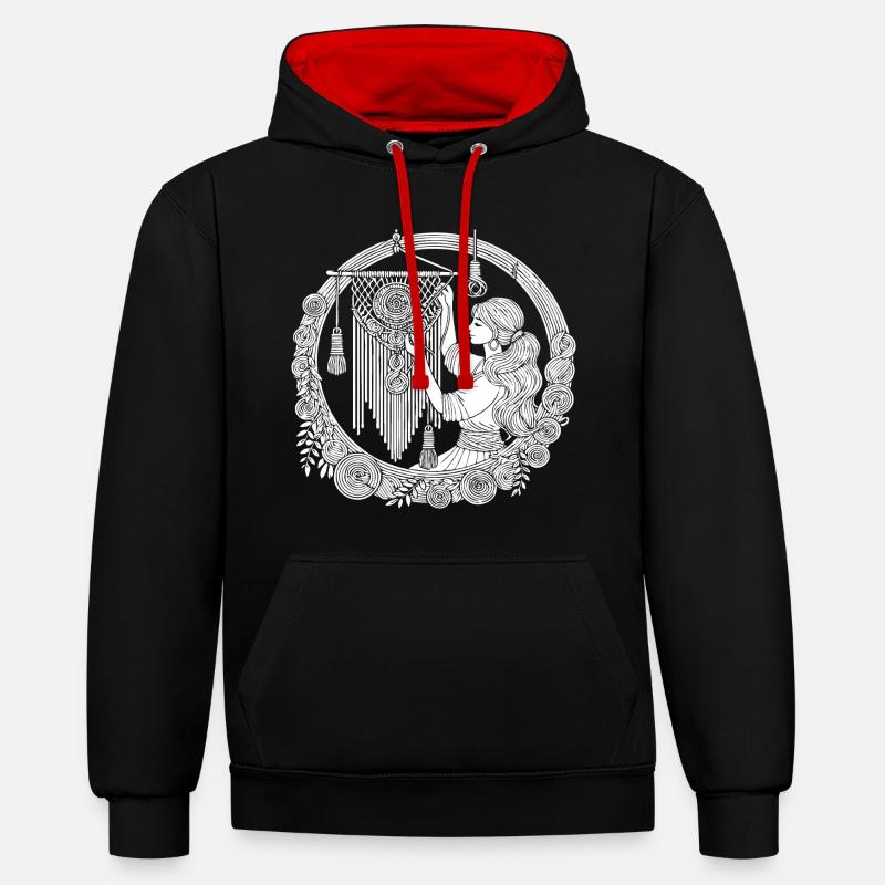Macrame Design – Creativity & Boho Style - Contrast hoodie - black/red