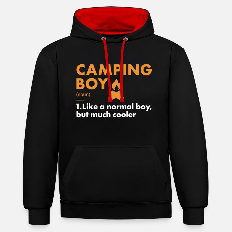 Camper Boy Définition Camping - Sweat à capuche contrasté - noir/rouge