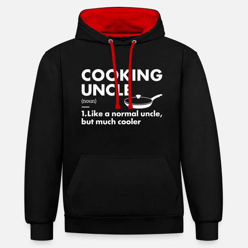 Cuisinier Oncle Définition Cuisine - Sweat à capuche contrasté - noir/rouge