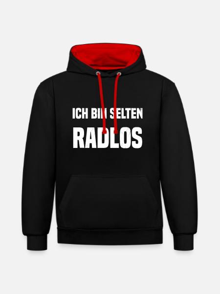 Ich bin selten Radlos - Kontrast-Hoodie - Schwarz/Rot