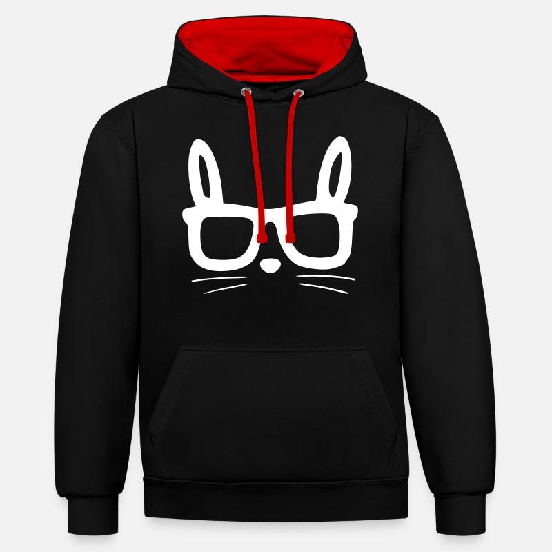 lunettes de chat - Sweat à capuche contrasté - noir/rouge