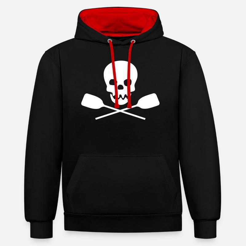 rangée - Sweat à capuche contrasté - noir/rouge