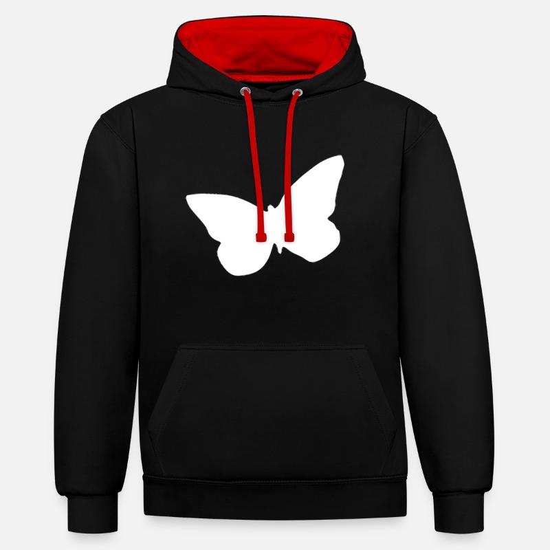 papillon - Sweat à capuche contrasté - noir/rouge