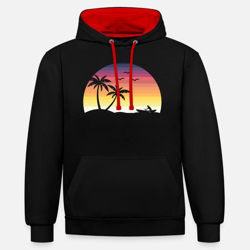 SPRING SUNSET - Sweat à capuche contrasté - noir/rouge
