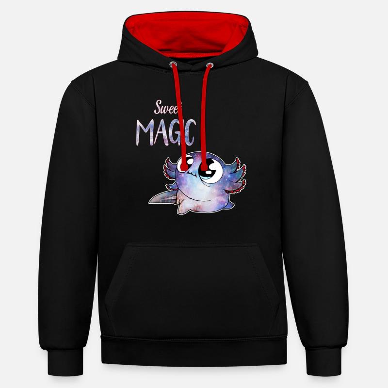 sweet magic axolotl - Sweat à capuche contrasté - noir/rouge