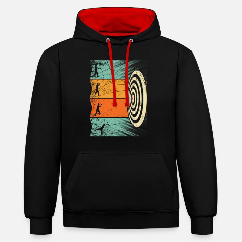 Fléchettes Fléchettes Dartboard Rétro - Sweat à capuche contrasté - noir/rouge