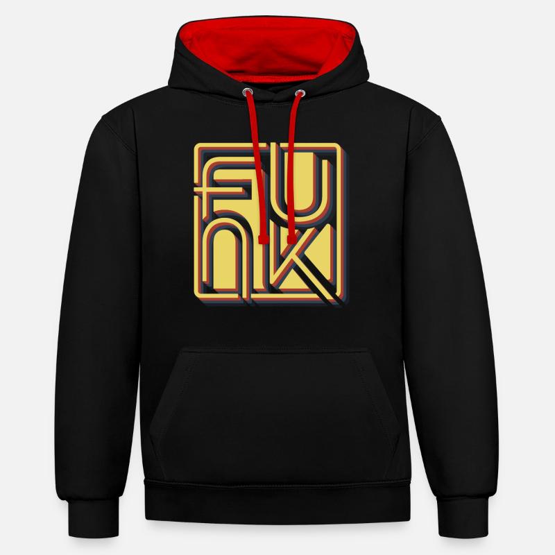 Funk Rétro - Sweat à capuche contrasté - noir/rouge