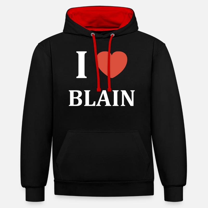i love blain - Sweat à capuche contrasté - noir/rouge