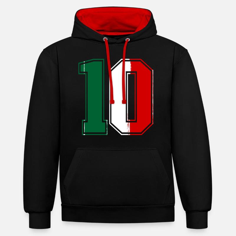 10 Drapeau de l’Italie - Sweat à capuche contrasté - noir/rouge