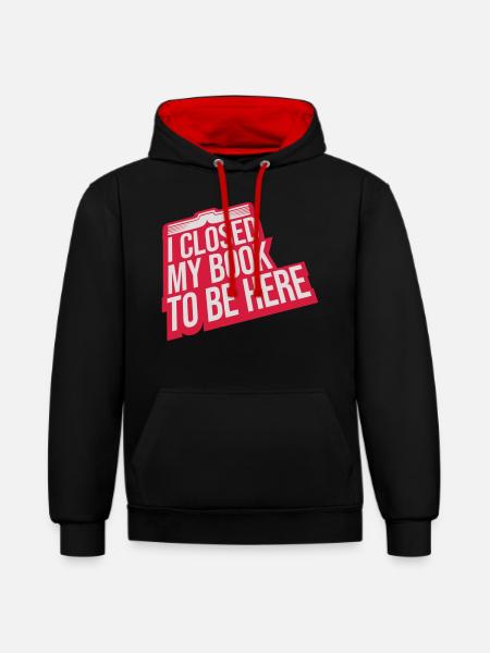 I closed my book - Contrast hoodie - black/red