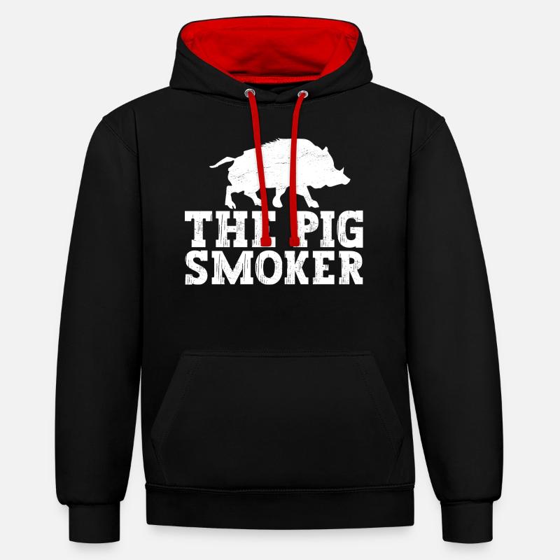Chasse au sanglier chasseur sanglier - Sweat à capuche contrasté - noir/rouge