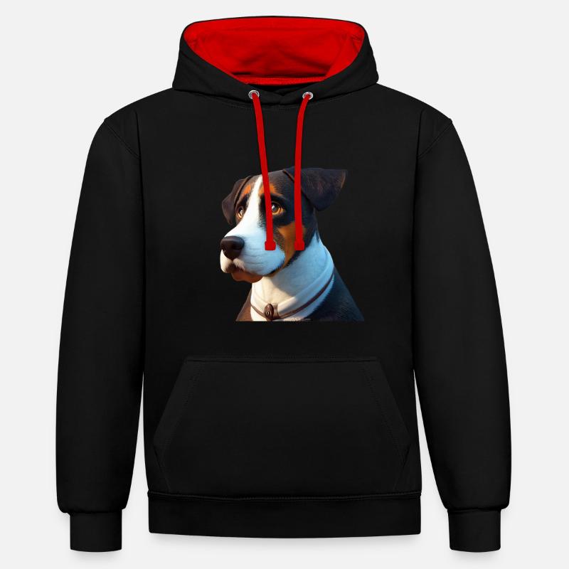 Entlebucher Bouvier - Sweat à capuche contrasté - noir/rouge