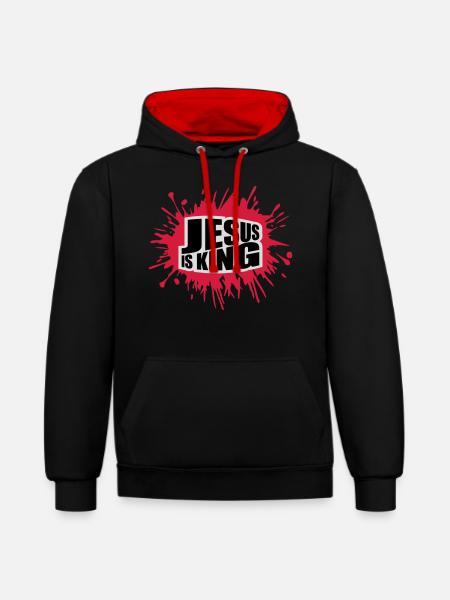 jesus is king quote - Contrast hoodie - black/red