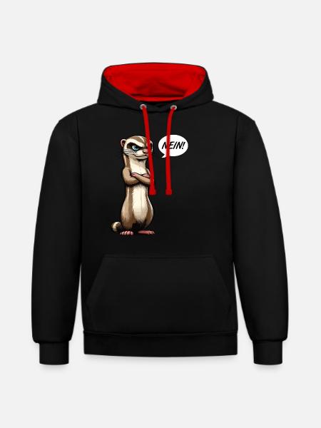 Nein Frettchen Frettchenhalter Frettchenbesitzer - Kontrast-Hoodie - Schwarz/Rot