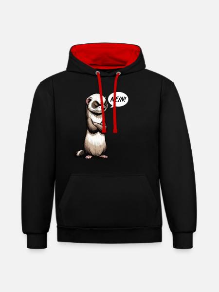 Nein Frettchen Frettchenhalter Frettchenbesitzer - Kontrast-Hoodie - Schwarz/Rot