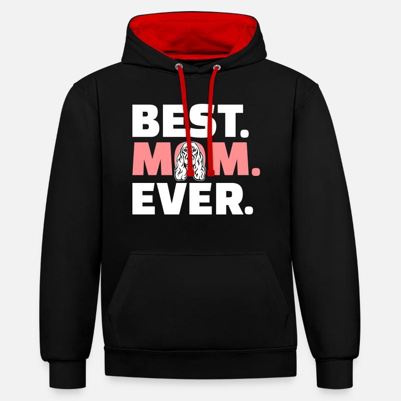 Cocker Spaniel - Kontrast-Hoodie - Schwarz/Rot