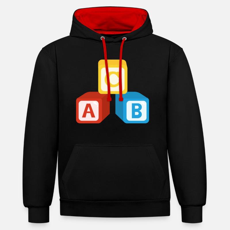 ABC Cube - Sweat à capuche contrasté - noir/rouge