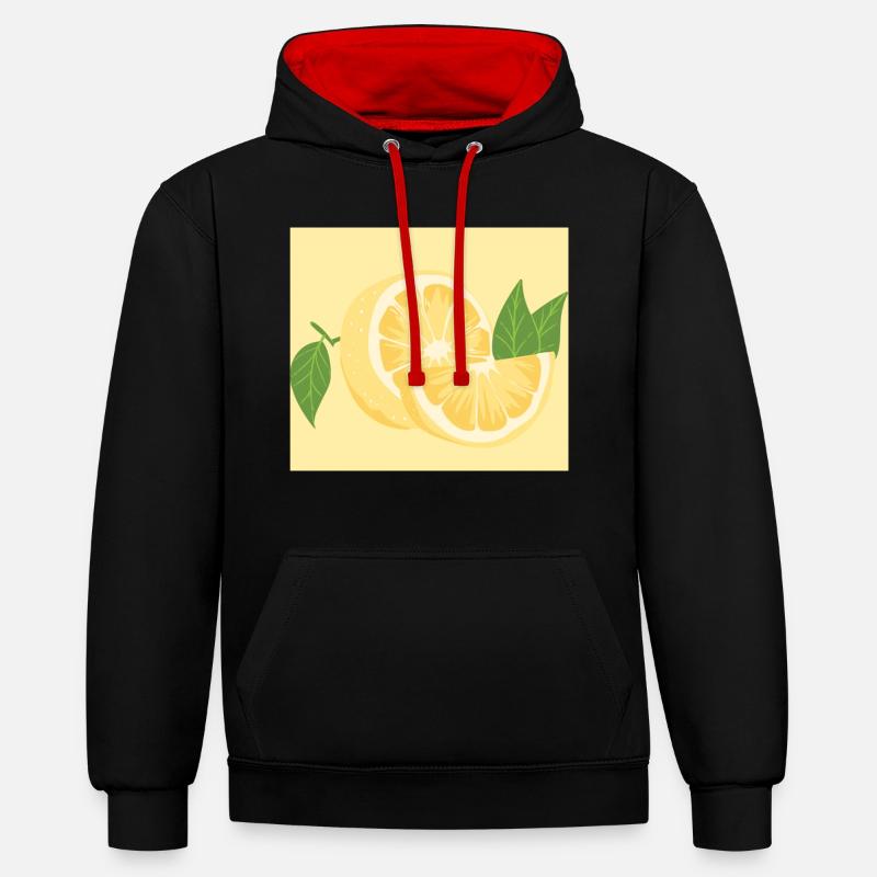 Citron citron - Sweat à capuche contrasté - noir/rouge