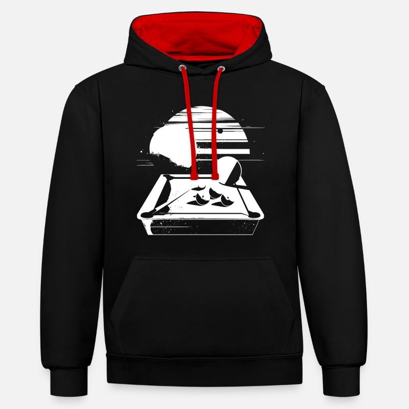Graphismes de billard - Sweat à capuche contrasté - noir/rouge