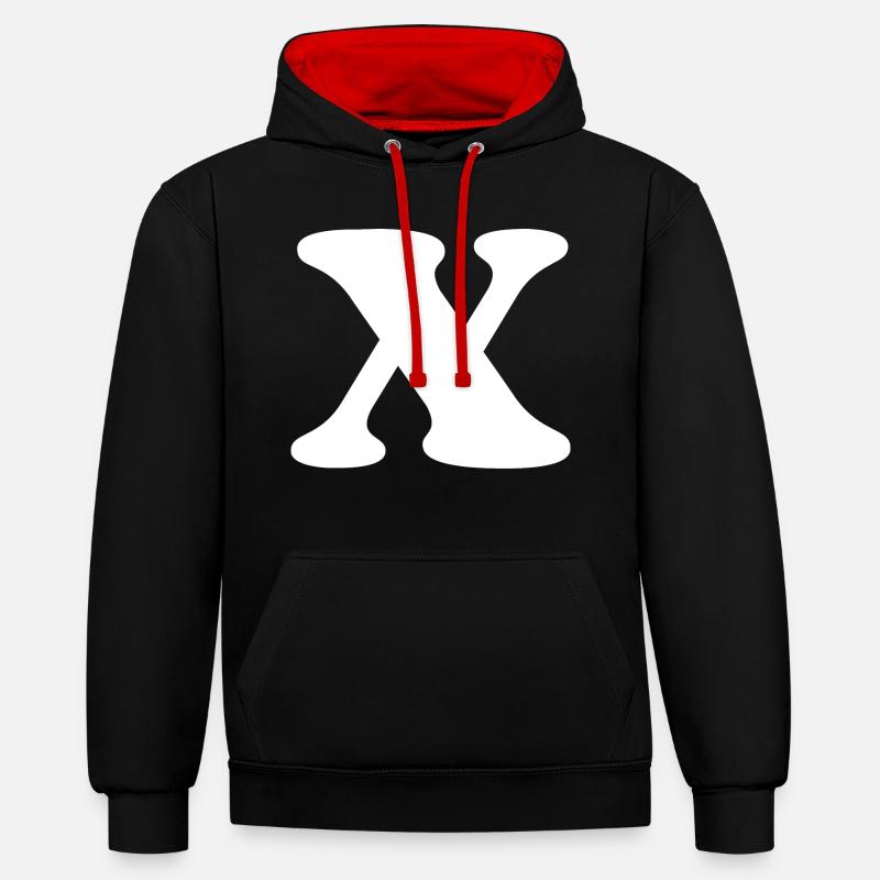 Lettre x - Sweat à capuche contrasté - noir/rouge
