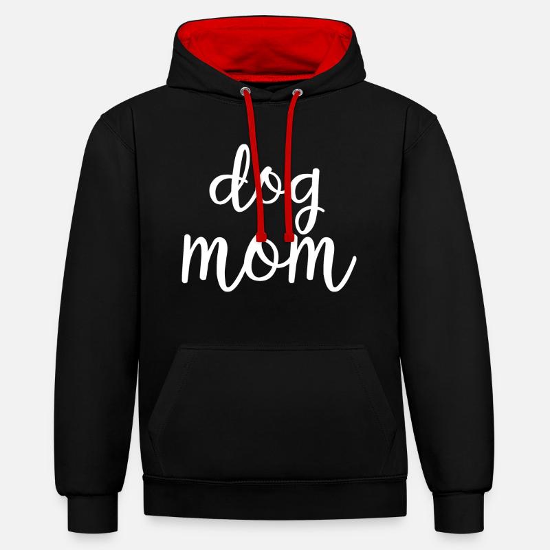 maman chien - Sweat à capuche contrasté - noir/rouge