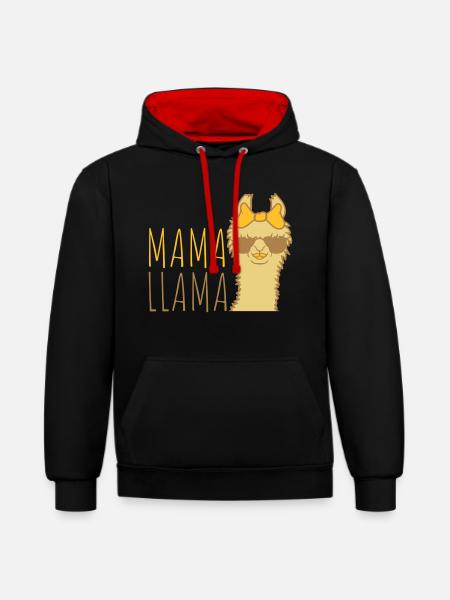 Mrs Mama Llama sunglasses - Contrast hoodie - black/red
