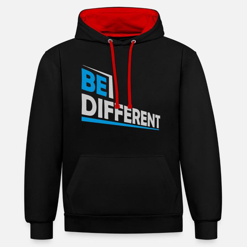 Soyez différent Logo Design - Sweat à capuche contrasté - noir/rouge