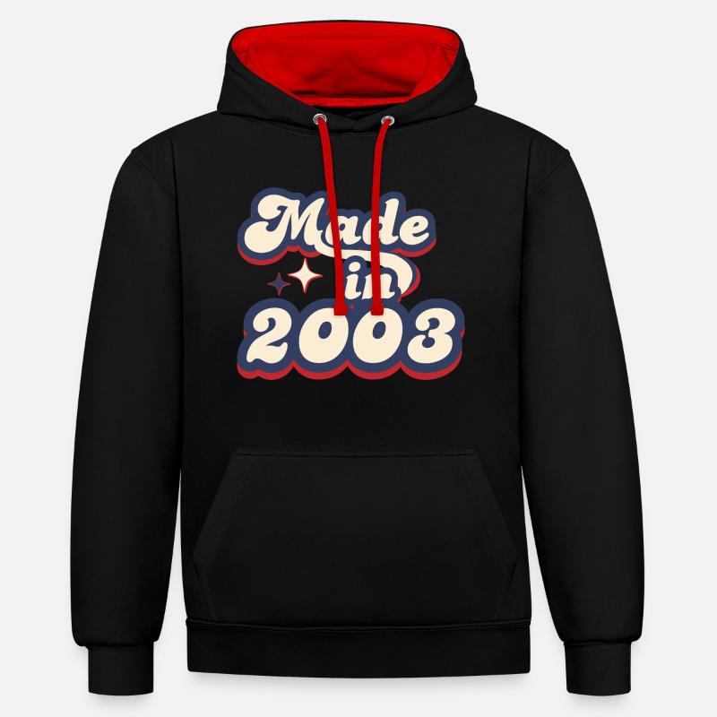 Made in 2003 retro - Sweat à capuche contrasté - noir/rouge