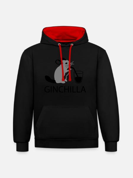 ginchilla - Gin and chilling - Contrast hoodie - black/red