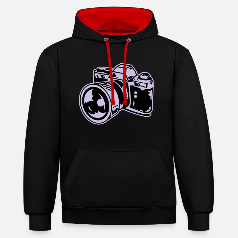 camera - Sweat à capuche contrasté - noir/rouge