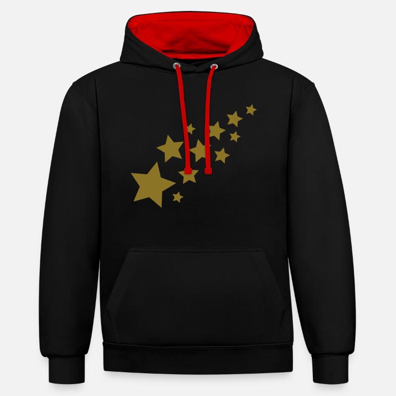 Etoiles - Sweat à capuche contrasté - noir/rouge