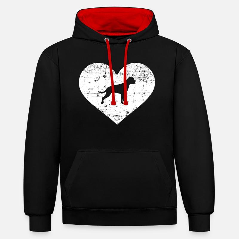 Boxer - Sweat à capuche contrasté - noir/rouge