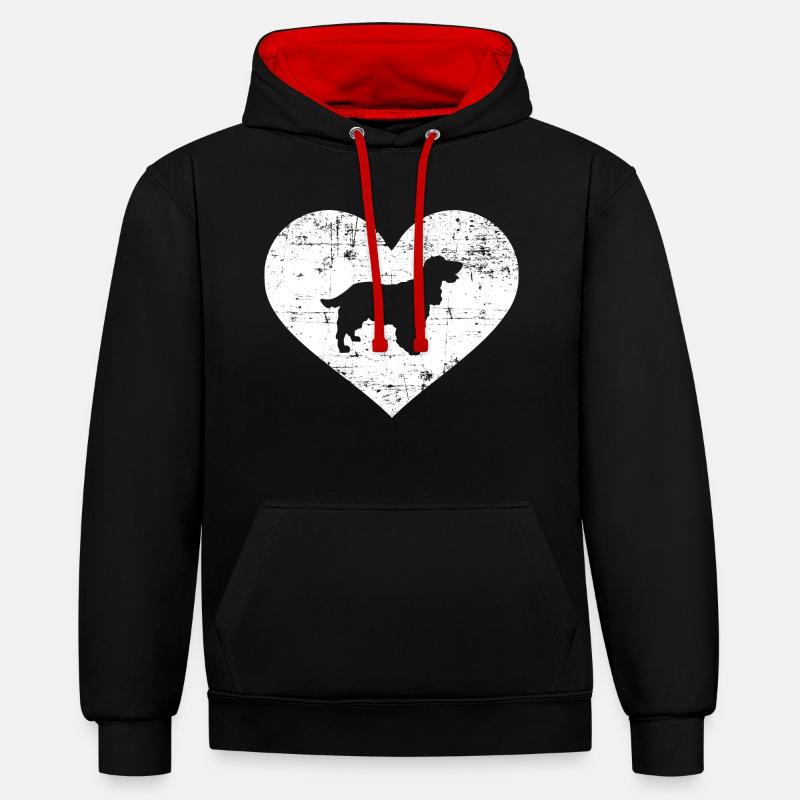 Cocker Spaniel - Sweat à capuche contrasté - noir/rouge