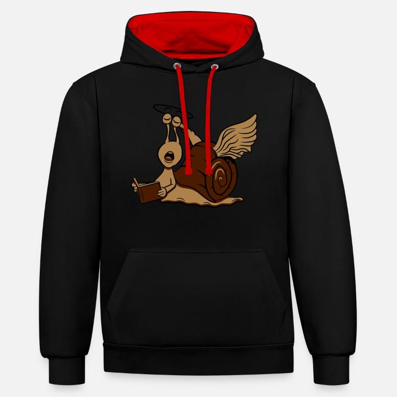 Escargot drôle d'ange - Sweat à capuche contrasté - noir/rouge
