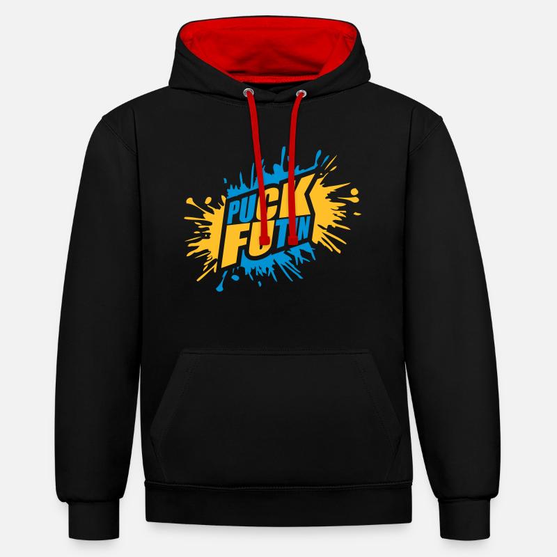 Conception du logo Puck Futin - Sweat à capuche contrasté - noir/rouge