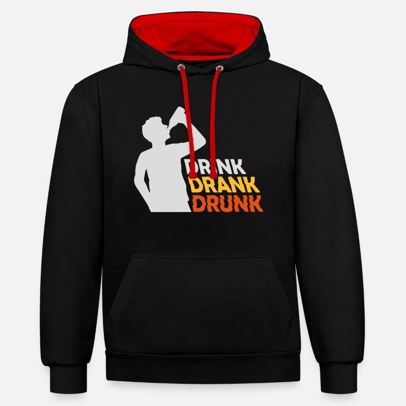 drink drank drunk Zitat - Kontrast-Hoodie - Schwarz/Rot