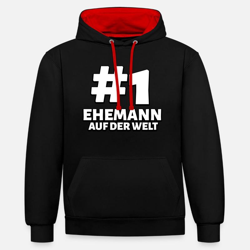 Bester Ehemann Spruch Geschenk - Kontrast-Hoodie - Schwarz/Rot