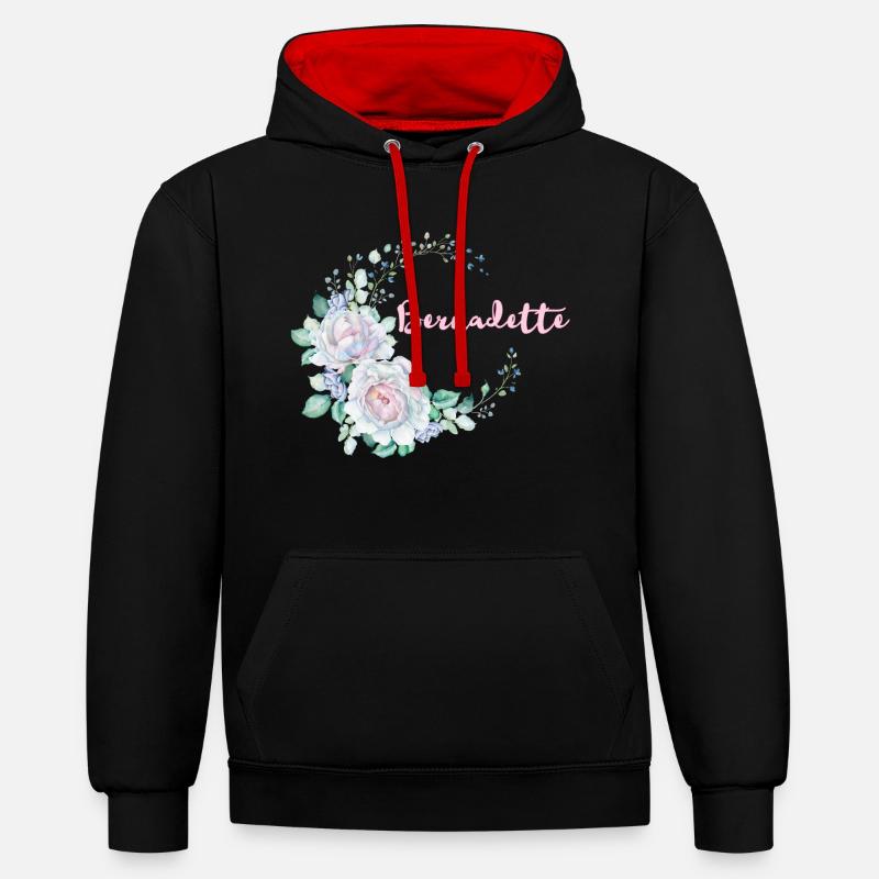 Pour Bernadette - Sweat à capuche contrasté - noir/rouge