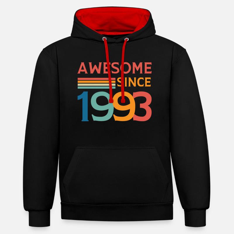Awesome since 1993 - Sweat à capuche contrasté - noir/rouge