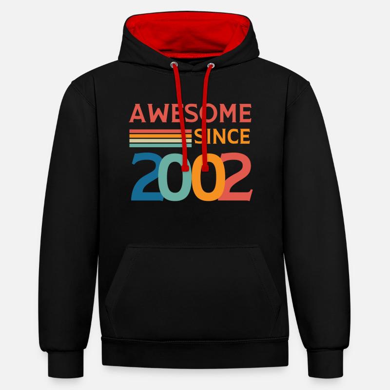 Awesome since 2002 - Sweat à capuche contrasté - noir/rouge