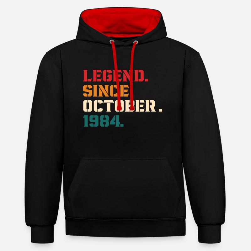 Legend Since October 1984 - Sweat à capuche contrasté - noir/rouge